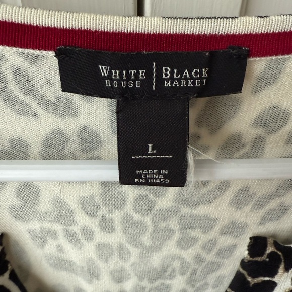 White House Black Market Animal Print Cardigan Size Large – Snap Front V-Neck - Picture 2 of 4
